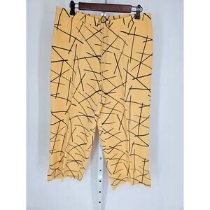 Amelia Austin Women's Yellow Elastic Waist Linen-Rayon Wide Leg Pants Size 14